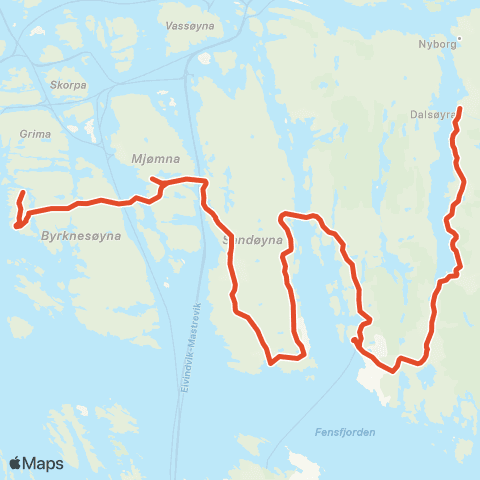 Skyss Sløvåg-Mjømna-Byrknes map