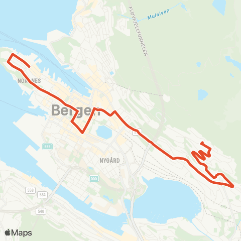 Skyss Nordnes - Starefossen map