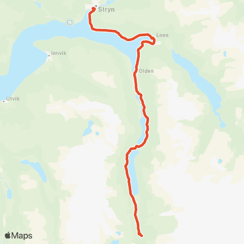 Skyss Briksdalen-Olden-Stryn map