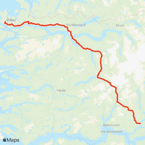 Skyss Måløy-Nordfjordeid-Sogndal map