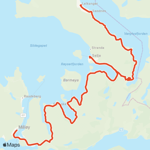Skyss Måløy-Selje-Leikanger map