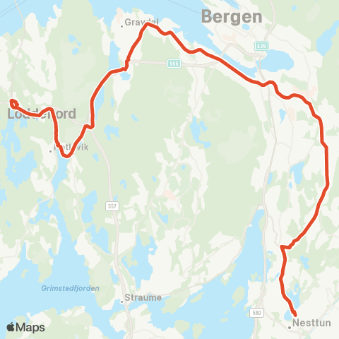 Skyss Storavatnet - Haukeland sjukehus map