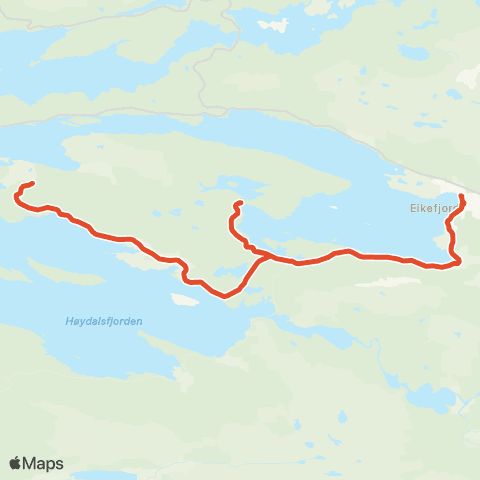 Skyss Sandvik-Høydal-Eikefjord map