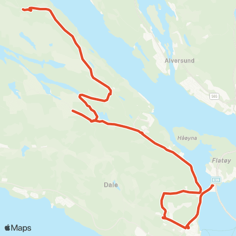 Skyss Odland - Myrvoll - Fossesj. - Frekhaug map