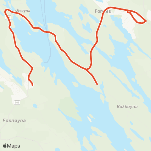 Skyss Lindås - Syslak - Risasjøen - Lauvås map