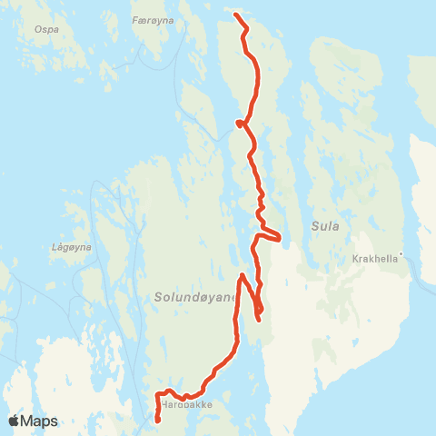 Skyss Leknessund-Hersvik kryss-Hardbakke map