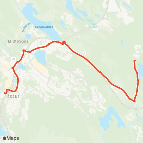 Skyss Hetlebakk - Åsane terminal map