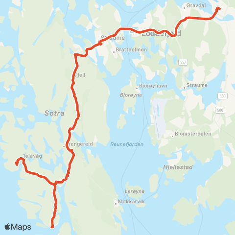 Skyss Glesvær - Tælavåg - Skogsskiftet map