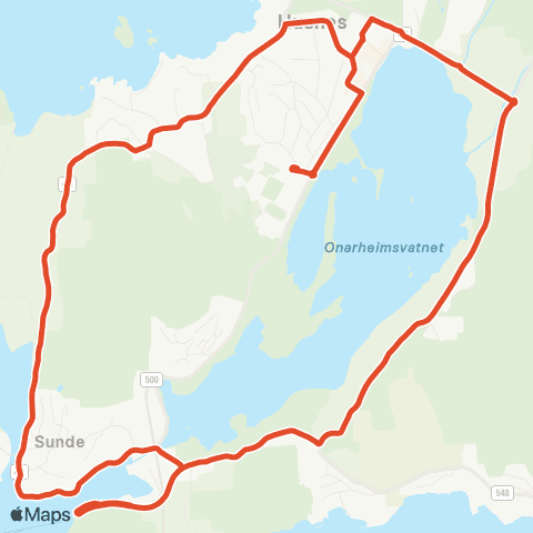 Skyss Ringbuss Husnes - Kaldestad - Sunde - Valen map