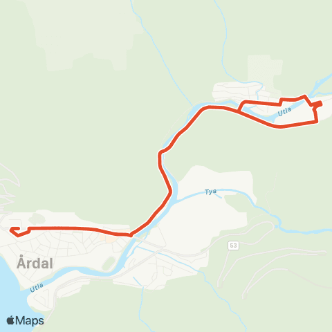 Skyss Øvre Årdal-Utladalen map