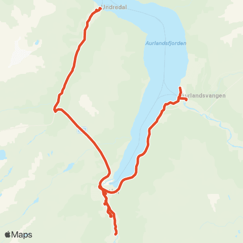 Skyss Undredal-Aurland map