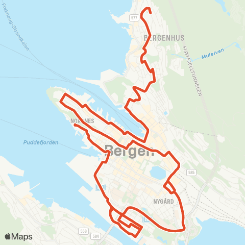 Skyss Sandviken - sentrum map