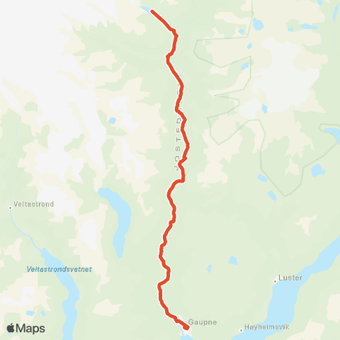 Skyss Gaupne-Jostedalen map