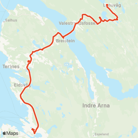 Skyss Lonevåg - Valestrand - Bergen busstasjon map