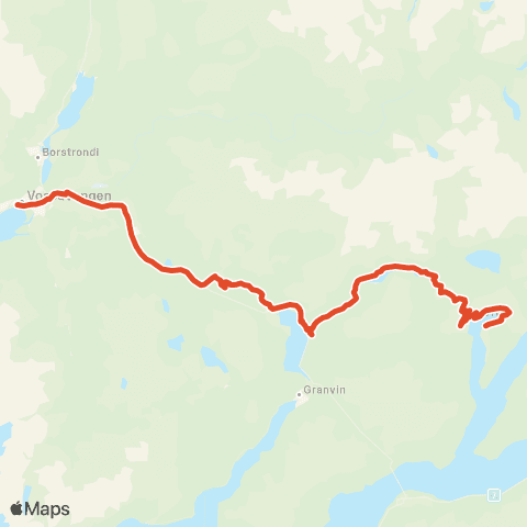 Skyss Voss - Granvin - (Bu) - Ulvik map