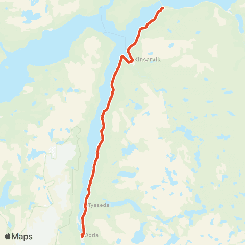 Skyss Geilo - Eidfjord - Odda map
