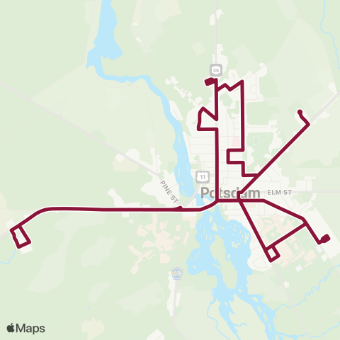 St. Lawrence County Public Transit Route 67 (Bear Shuttle) map