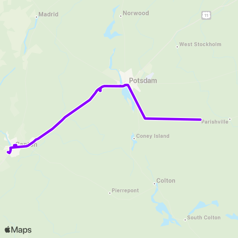 St. Lawrence County Public Transit Route 74 map