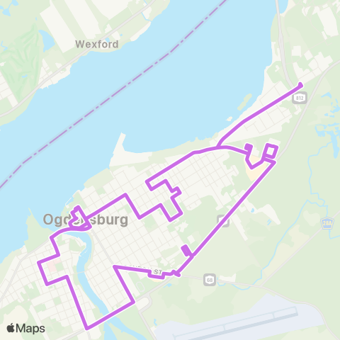 St. Lawrence County Public Transit Route 65 map