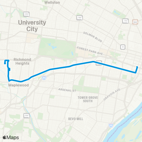 MetroBus Missouri Chouteau map