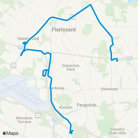 MetroBus Missouri Village Square map