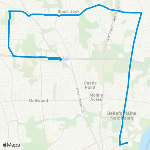 MetroBus Missouri Bellefontaine map