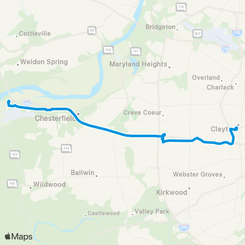 MetroBus Missouri Chesterfield Valley map
