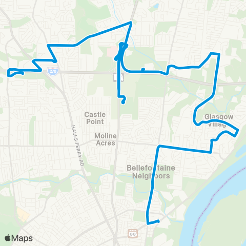 MetroBus Missouri Shepley-Lilac map