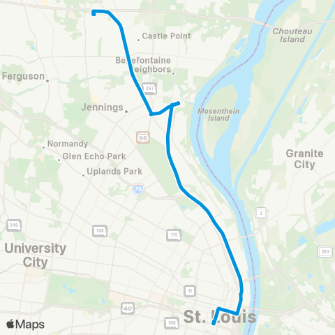 MetroBus Missouri Broadway-Halls Ferry map