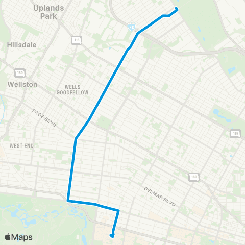 MetroBus Missouri Union map