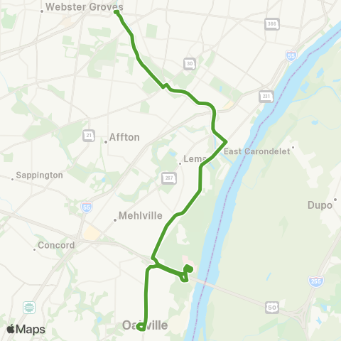 MetroBus Missouri Oakville map