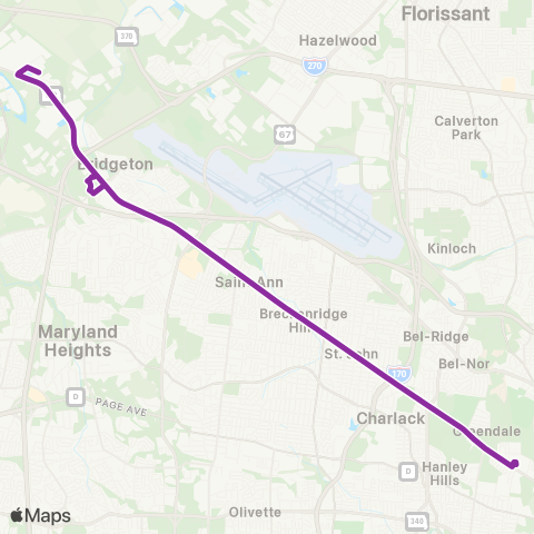 MetroBus Missouri Rock Road map