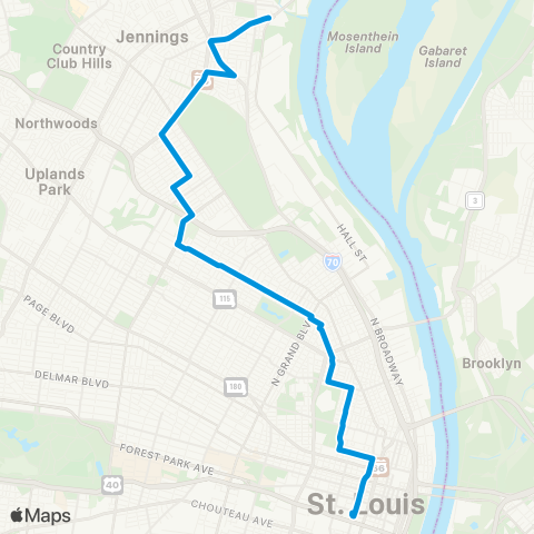 MetroBus Missouri Lee map