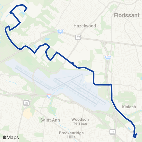 MetroBus Missouri Hazelwood map
