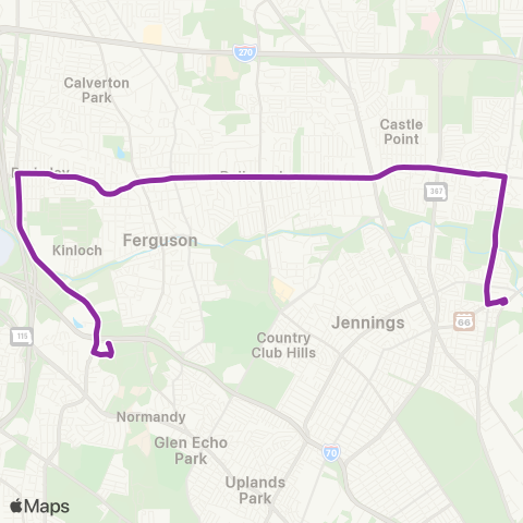 MetroBus Missouri Chambers Rd map