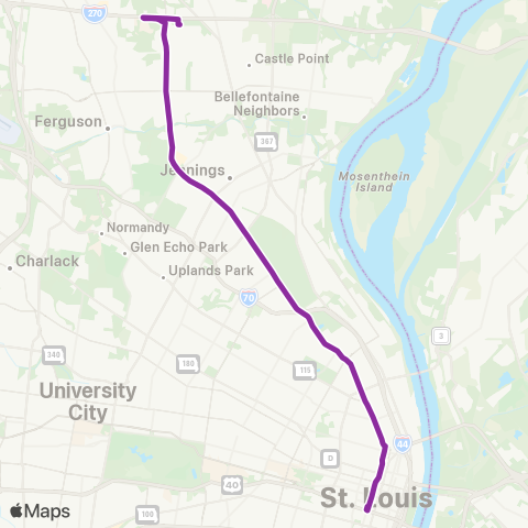 MetroBus Missouri Florissant map