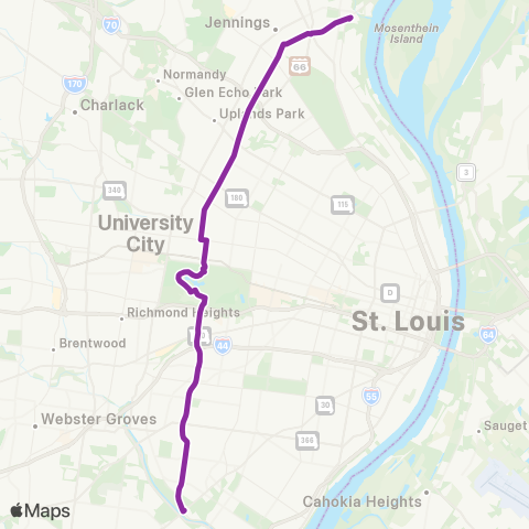MetroBus Missouri Hampton map