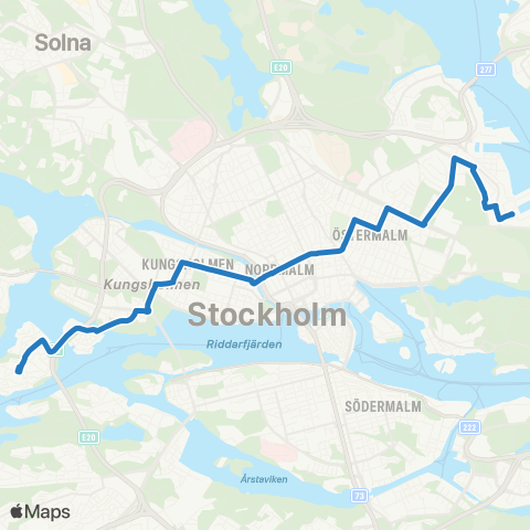 SL Blåbusslinje map