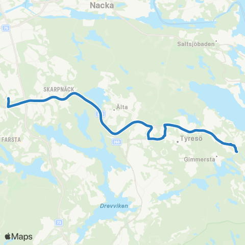SL Blåbusslinje map