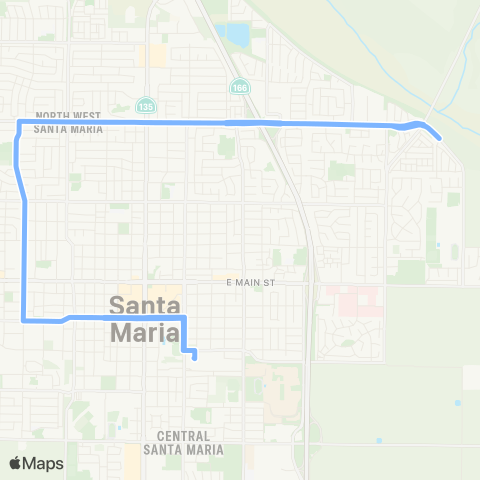Santa Maria Regional Transit Rt 2. TC to PVH Sch via Western., Donovan Rd map