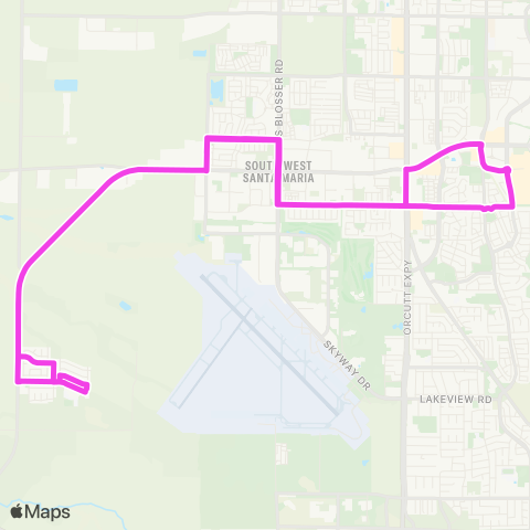 Santa Maria Regional Transit Rt 8. Tanglewood to Crossroads Shopping Ctr via McCoy Ln. map