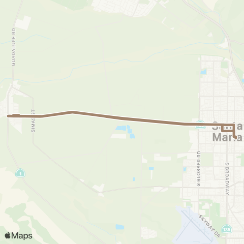 Santa Maria Regional Transit Route 40 - Guadalupe Flyer map