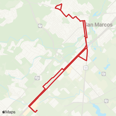 The Bus (San Marcos) Outlet Mall / University map
