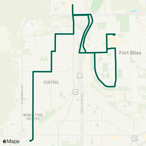 Sun Metro 5 Points / Piedras / Ft Bliss map