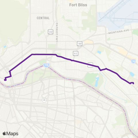 Sun Metro Valle Verde via North Loop map