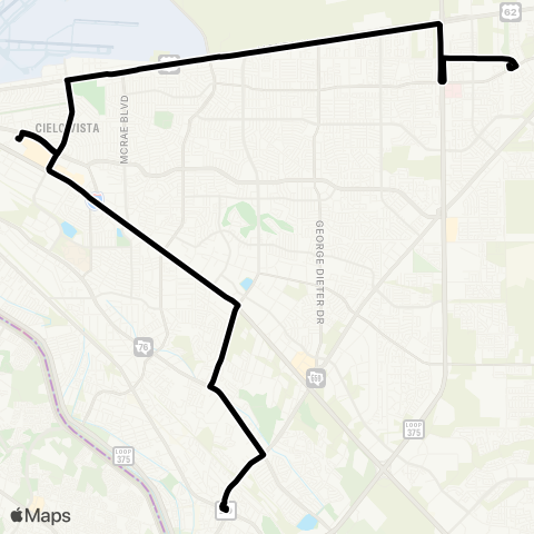 Sun Metro Far East / Mission Valley Express map