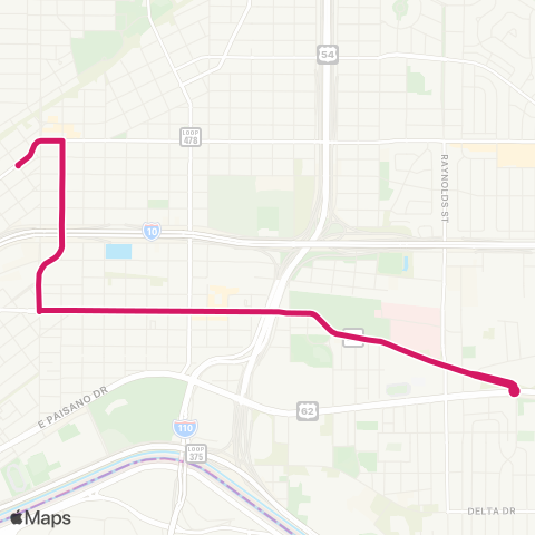 Sun Metro Five Points / Alameda Express map