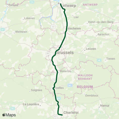 SNCB Bruxelles-Midi - - Anvers-Central map