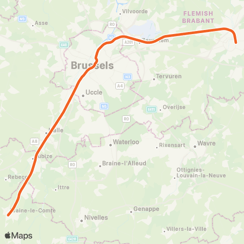 SNCB Louvain - - Braine-le-Comté map