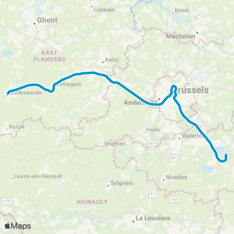 SNCB Louvain-la-Neuve - - Audenarde map